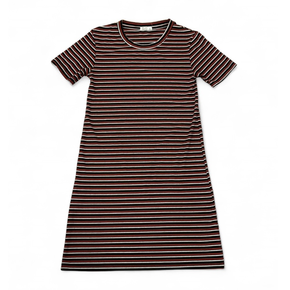 NET Ladies - Elegant Striped Midi Dress with Black, Red, and White Striped